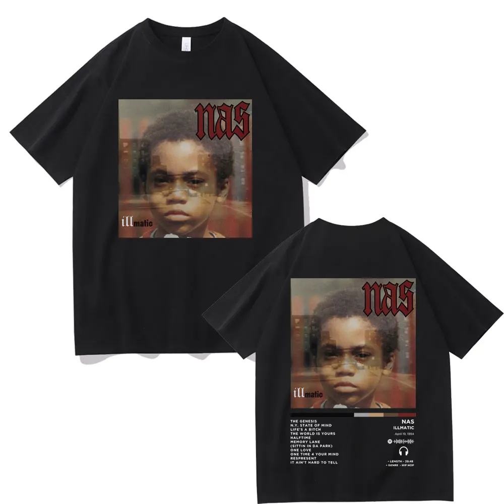 

Rapper Nas Illmatic Graphic Print T Shirts Men Hip Hop Popular Music Short Sleeve T-shirt Men's Casual Cotton Oversized T-shirts