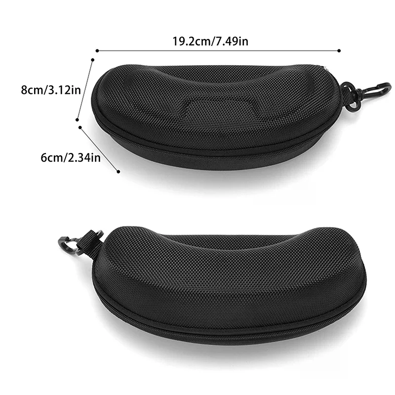 حافظة نظارات EVA محمولة مع خطاف حلقة تسلق نظارات شمسية سوداء حافظة صلبة بسحاب حامل صندوق حماية للنظارات #6