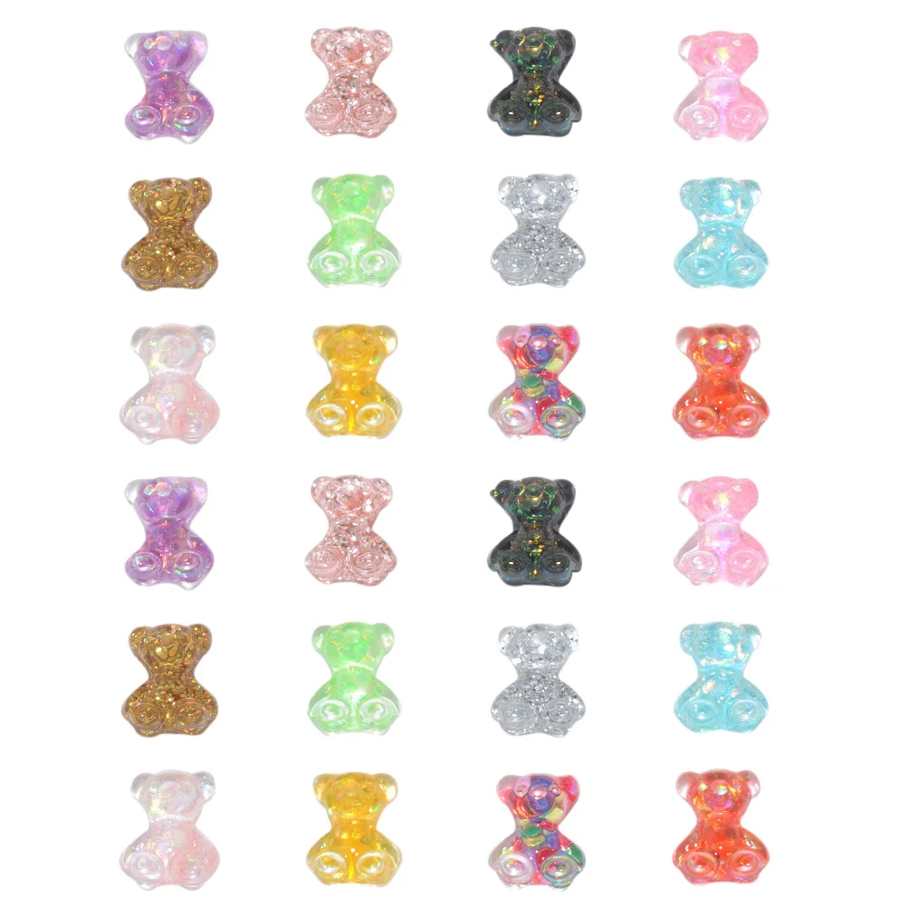 

100 Pcs Art Bear Decoration Premium Resin Charms Creative Nail Stickers for Natural Artificial Nails Decorations Nail Art