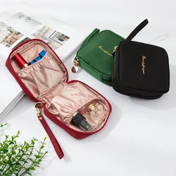 Borsa da viaggio con cerniera cosmetica per rossetto auricolare tampone per trucco borsa portamonete borsa da donna portatile per assorbenti igienici in cotone