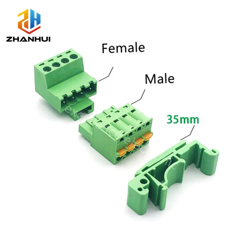 1Set 5.08mm Rail Mounted Terminal Block - 2-8PIN Screw-Free Plug-in Guide Rail Docking KD Plug Connector