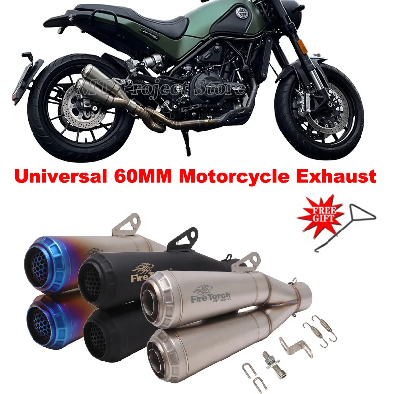 

Universal 60mm Motorcycle GP Exhaust Escape Modified Connecting Double Holes Moto Muffler For MT-09 MT10 R1 Z1000 ER6N S1000RR