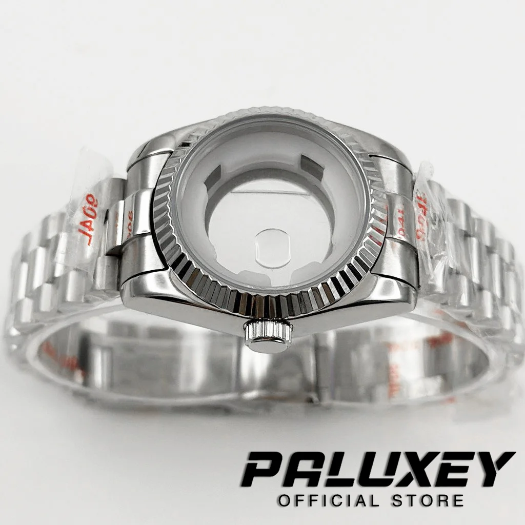 NH05 31MM Fluted Curved Sapphire Glass Presidential Bracelet Waterproof Watch Case for Ladies Women Fit NH05 NH06 Movement