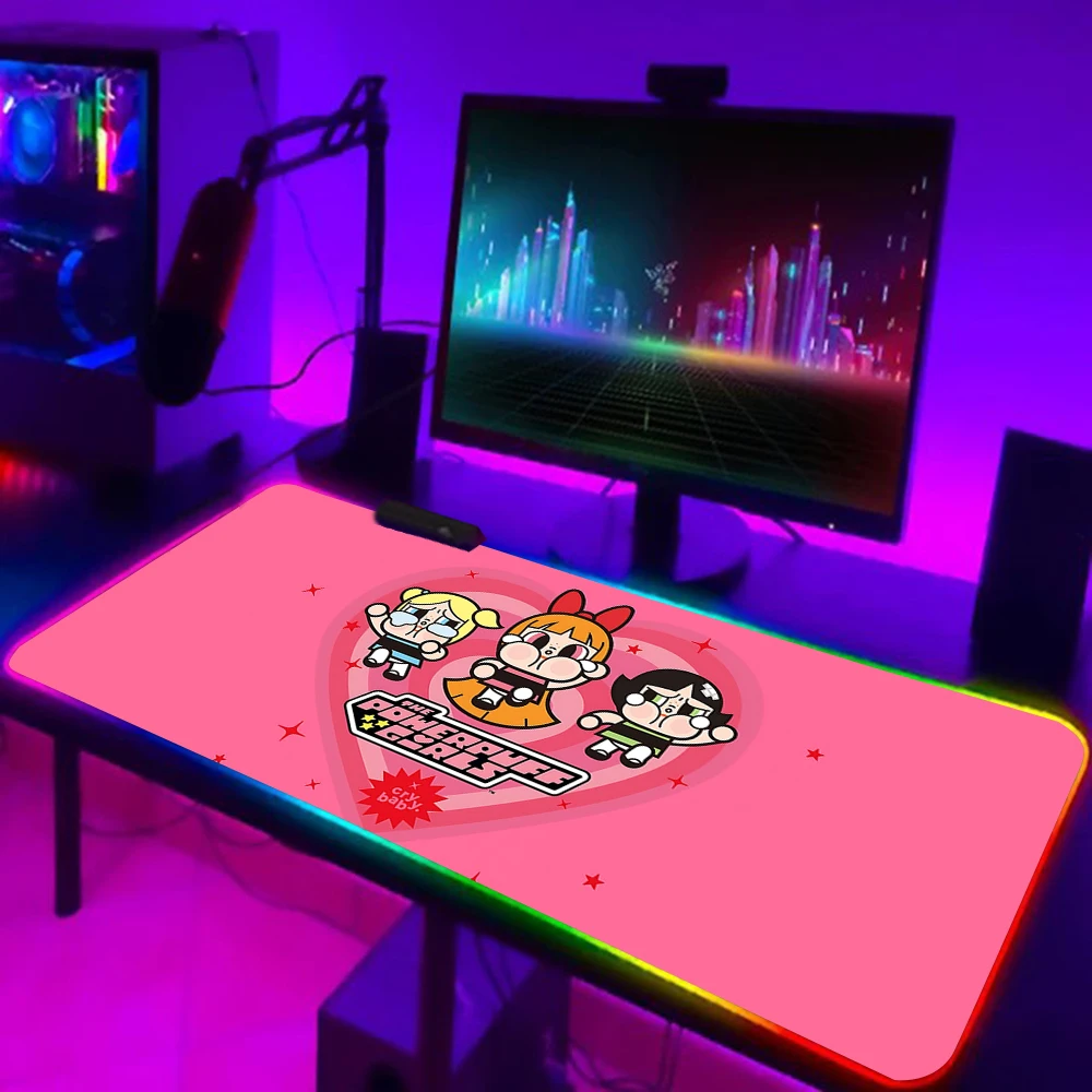 P-POP MARTS RGB Pc Gamer Keyboard Mouse Pad Mousepad LED Glowing Mouse Mats Rubber Gaming Computer Mausepad