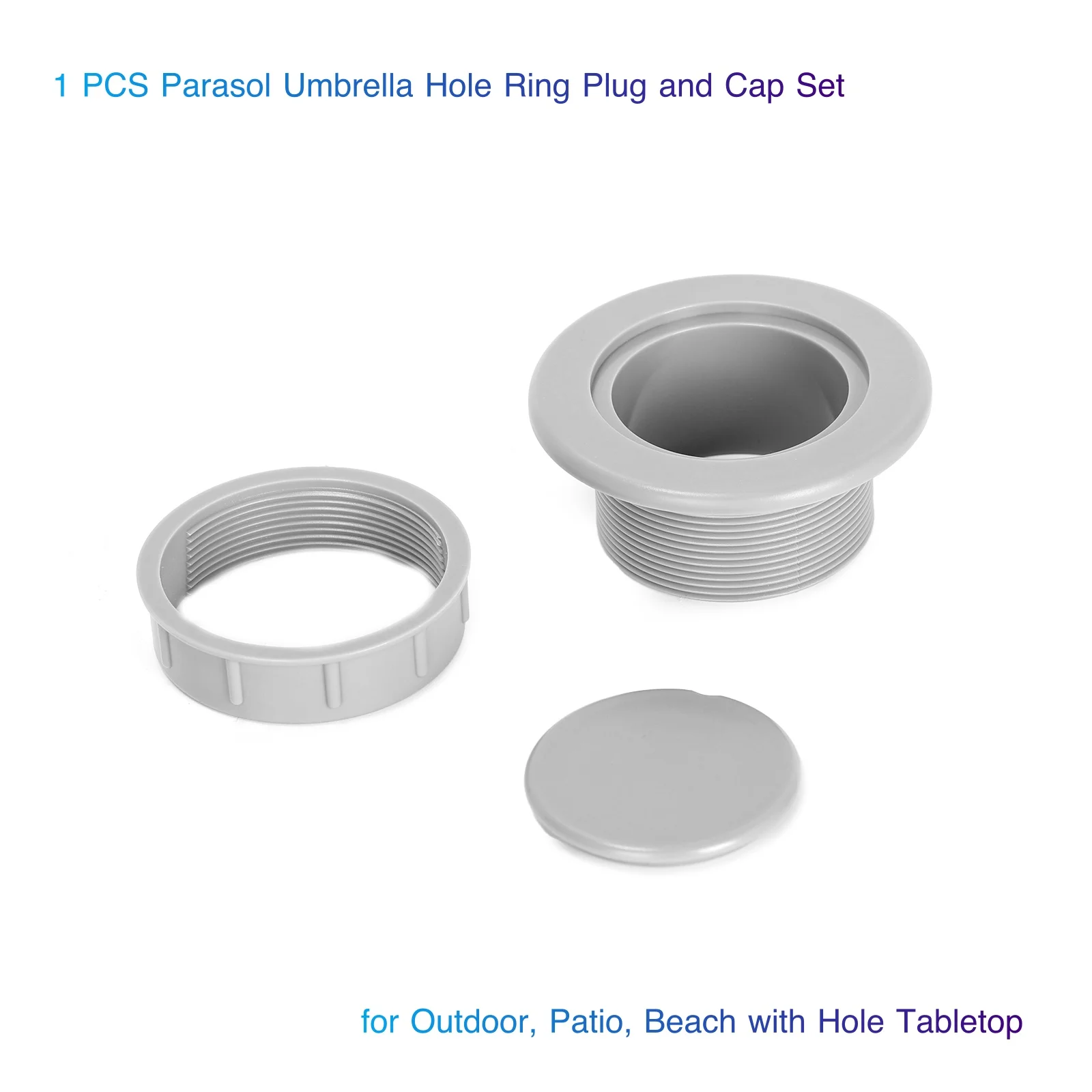 

1PCS Parasol Umbrella Hole Ring Plug and Cap Set (Grey) for Outdoor, Patio, Beach with Hole Tabletop