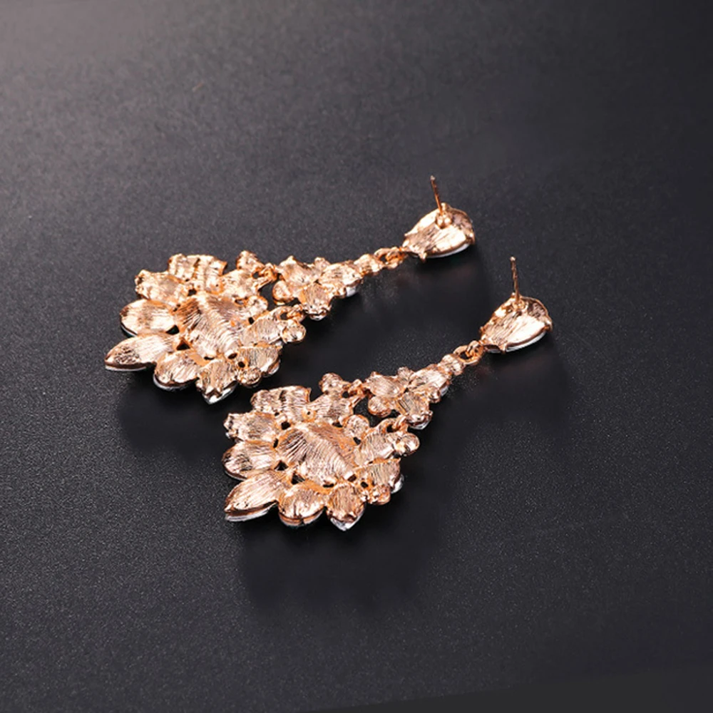 Girls Crystal Dangling Earrings with Hypoallergenic Metal Elegant Jewelries for Banquet Travel Dating Shopping image 2