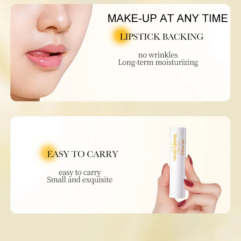 فيتامين E العسل بلسم الشفاه طويلة الأمد ترطيب مكافحة تكسير مغذي أحمر الشفاه تنعيم خطوط الشفاه ماكياج منتجات العناية بالشفاه