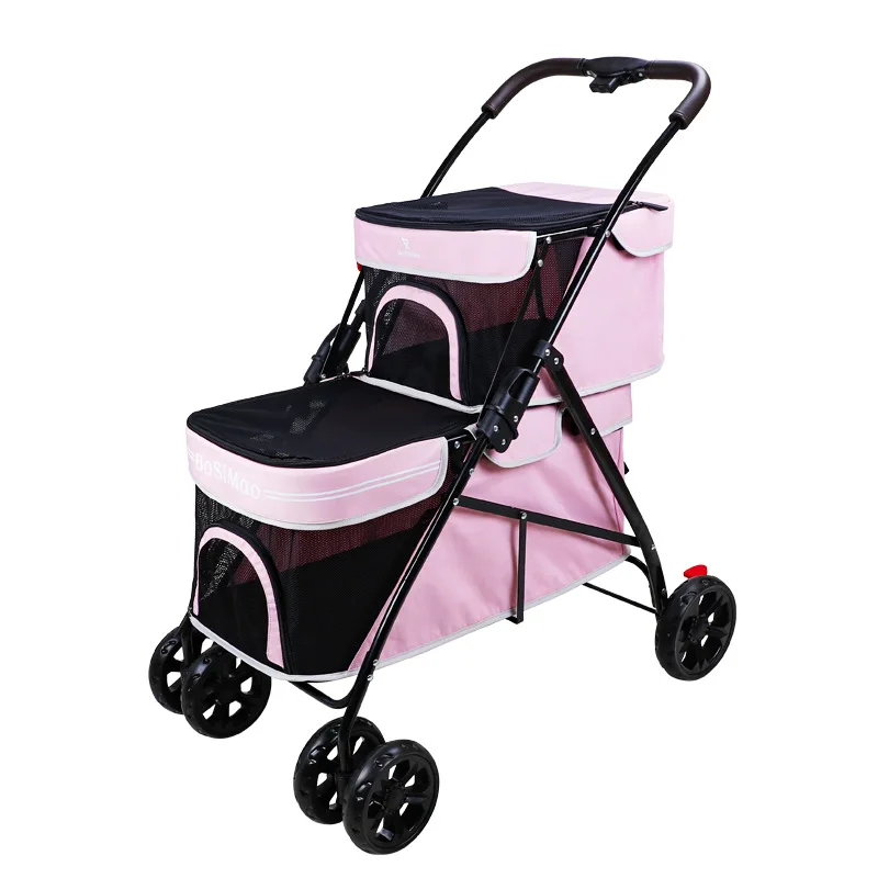 Small and Medium-sized Dog-type Pet Double-decker Trolley Large Trolley Enlarged and Widened Walking Dog and Cat Out Trolley