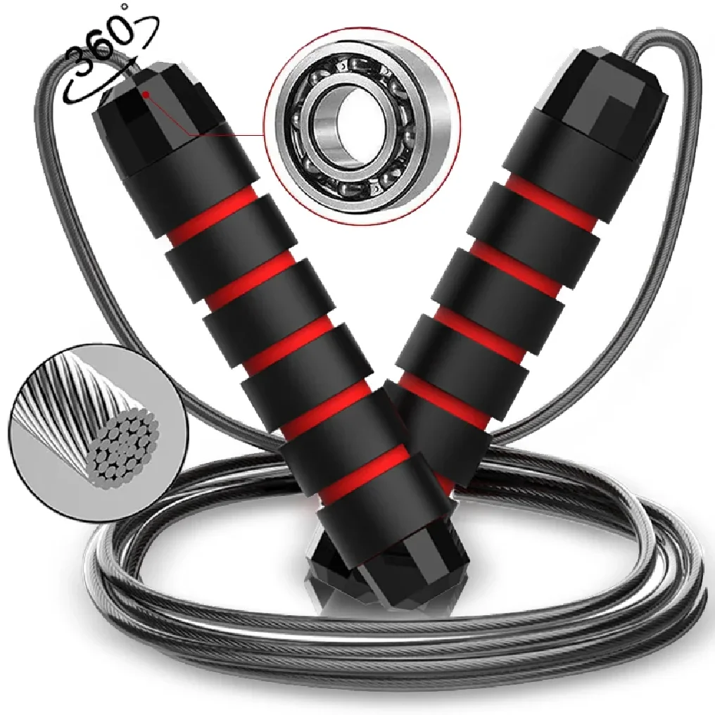 

With Ball Bearings Adjustable Tangle-Free Speed Wire Jump Rope Workout with Foam Handles for Fitness Home Workouts and Slim Body