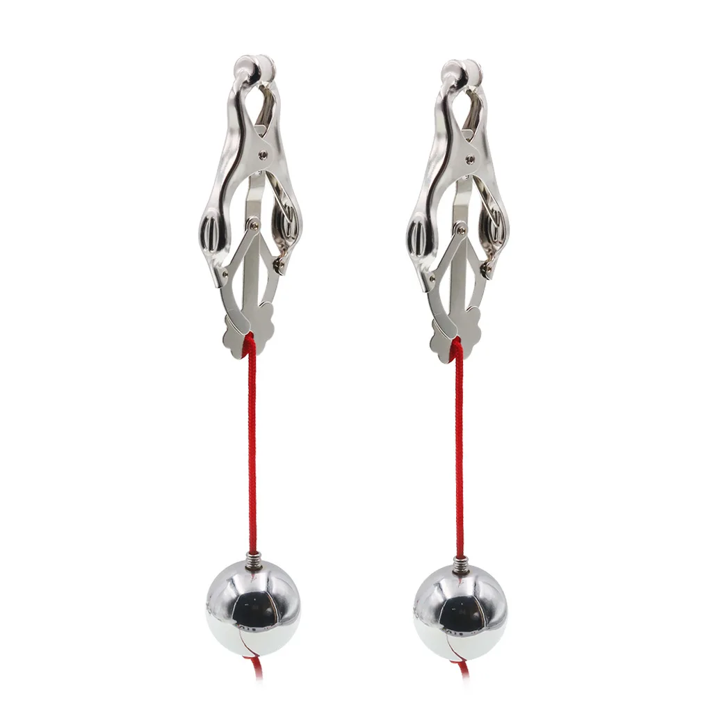 Heavy-Duty Metal Nipple & Clit Clamp with Weighted Ball Pendant Bondage Toy Adult Sex Toys