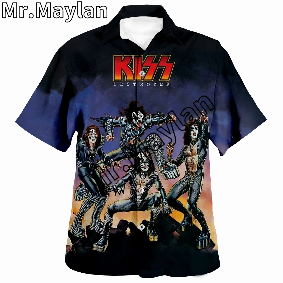 Rock Kiss Band 3D Printed Shirt Hawaii Shirt Men Summer Short Sleeve Shirt Men Shirts 2023 Oversized 5XL shirt Chemise Homme-198