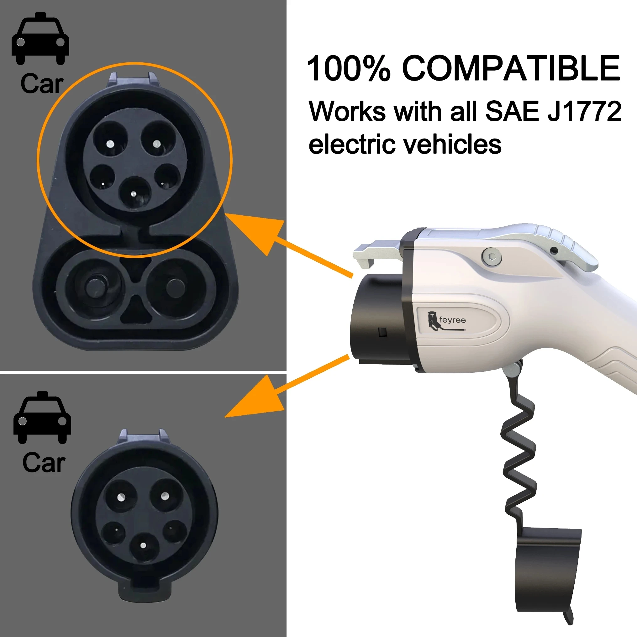 feyree Type1 7KW 32A EV Charger 1Phase with j1772 Cord Current Adjustable Portable Charging Box Holder for Electric Car Charger