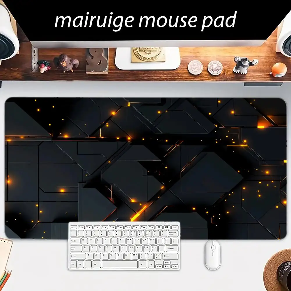 

Большой коврик для мыши 3D Geometry, коврик для компьютерного стола, игровой коврик XXL, резиновый, противоскользящий, с прошитыми краями, моющийся коврик для клавиатуры, настольный коврик