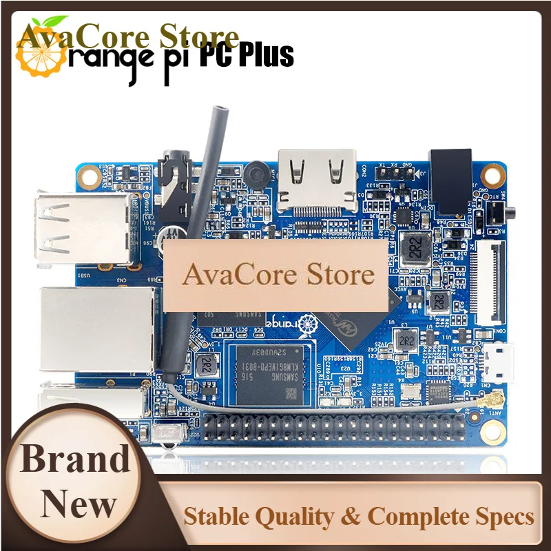 AvaCoreOrange Pi PC Plus 1GB RAM DDR3 8GB EMMC Flash+Transparent White Case 2pcs Sets Single Board Computer