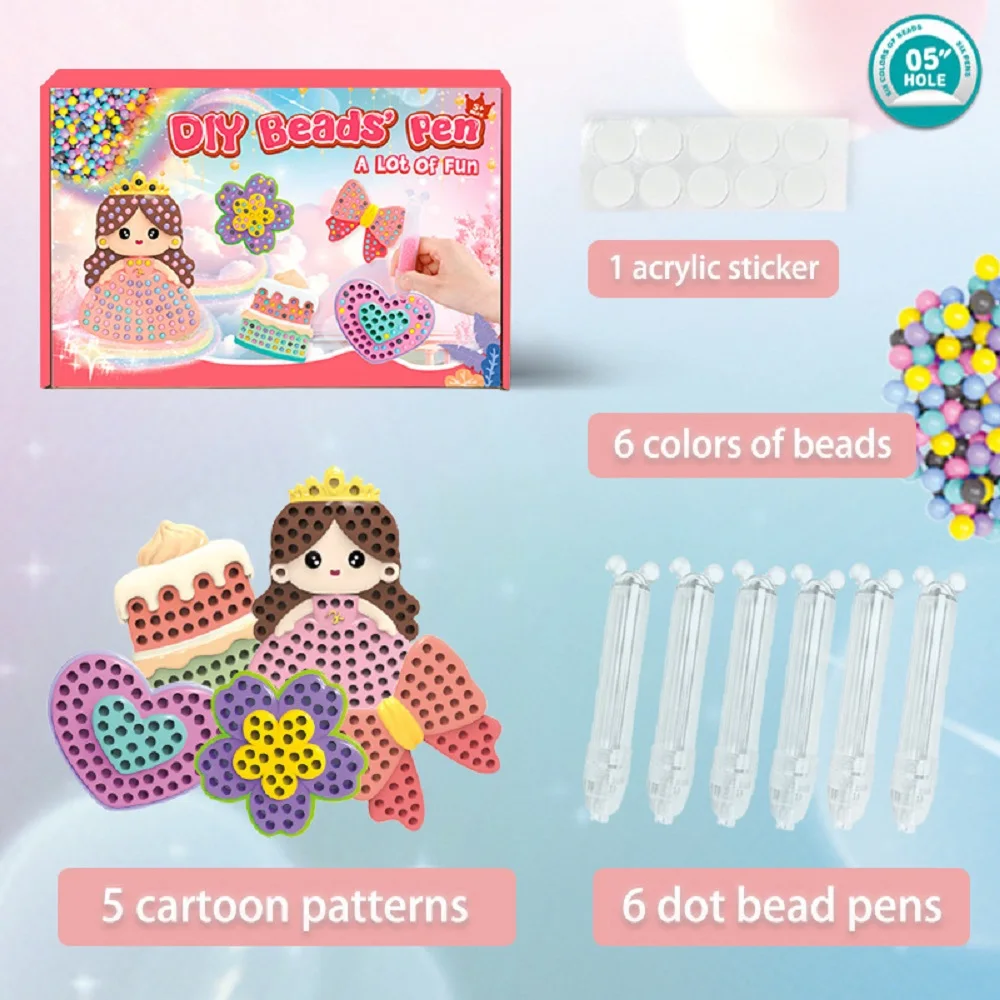 Autocollants perlés faits à la main pour enfants, jouets de bricolage, autocollants en diamant, cadeaux de princesse pour garçons et filles, 3-12 ans