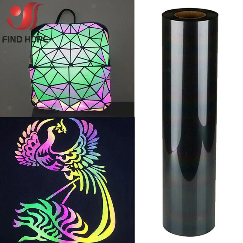 Multi-size Reflective Rainbow HTV Heat Transfer Vinyl DIY Iron on T-shirt Clothing Garment Bag Decor Hot Press Film For cut