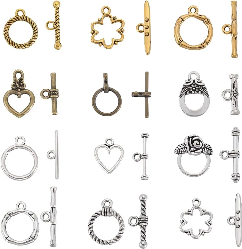 120 Sets 10 Styles Toggle Clasp Bracelet Making T Bar Jewelry Clasp OT Buckle Closure Toggle Clasps Connector Finding making kit