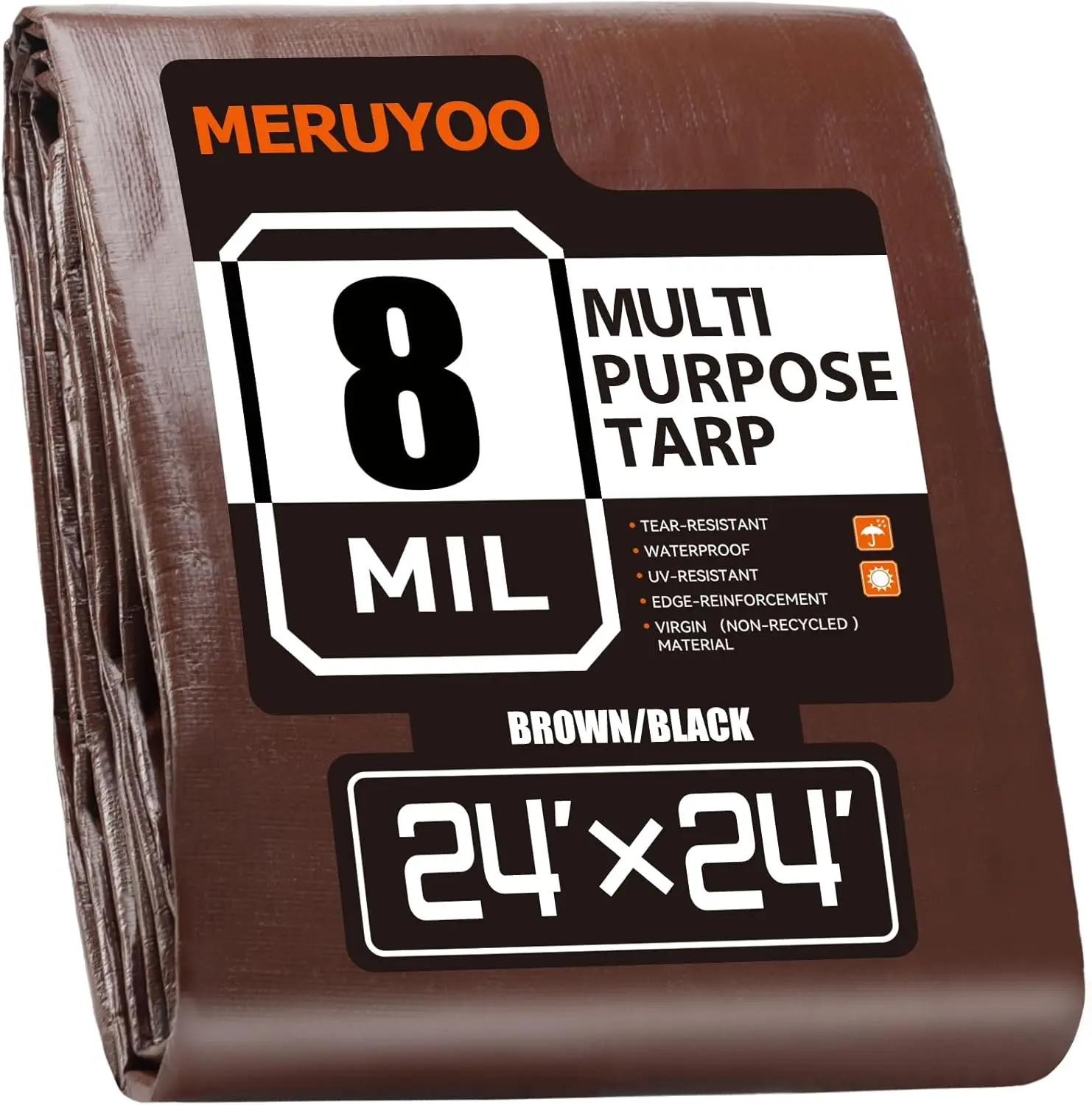 

Водонепроницаемый полипропиленовый тент 24x24 футов, 8 мил, УФ-стойкий и устойчивый к разрывам, с люверсами для дома, лодок, автомобилей