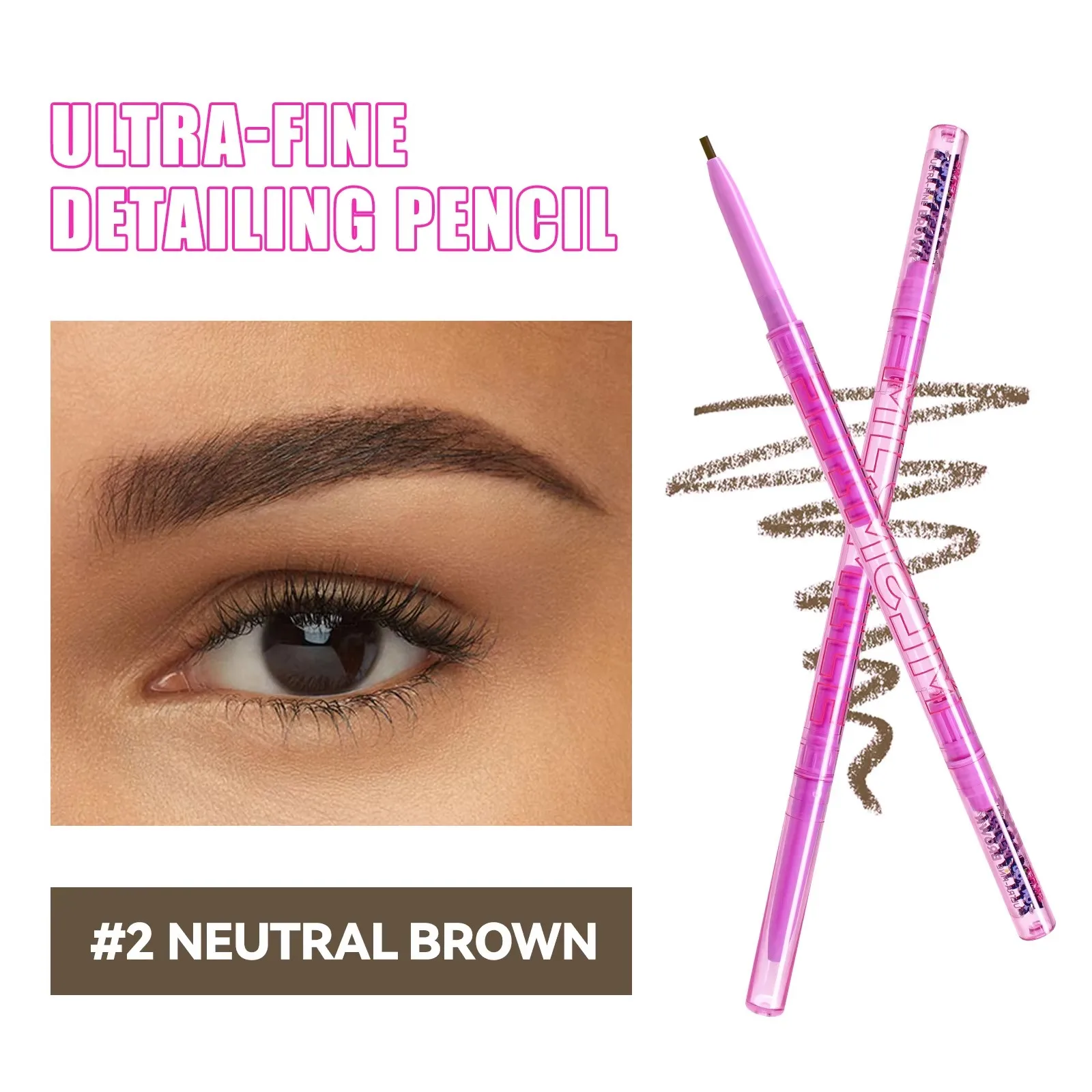 4 Colors Double-headed Eyebrow Pencil Waterproof Natural Long Lasting Eye Brow Pencil Sweat-proof Ultra-fine Eye Makeup.