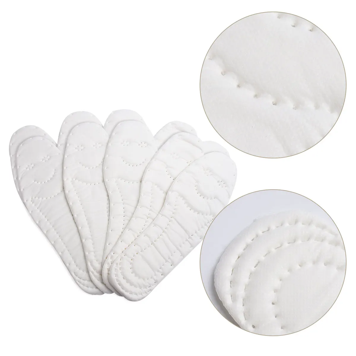 

5 Pairs Sweat-absorbing Insoles Cuttable Cotton Breathable Disposable Shoes Insole for Men Women Travel Boating