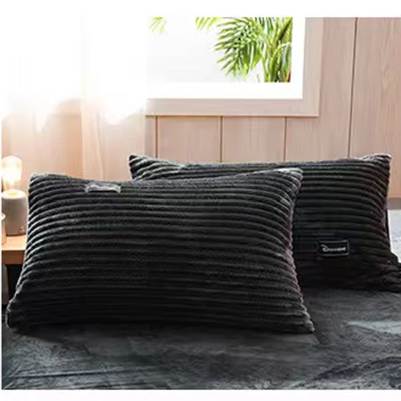 Ein Paar einfache, weiche, rechteckige Kissenbezüge aus Korallen-Samt, 2 Stück, 48 x 74 cm, Kissenbezug mit Reißverschluss, Kissenbezug für Erwachsene, für Bett oder Schlafzimmer – Detail 5