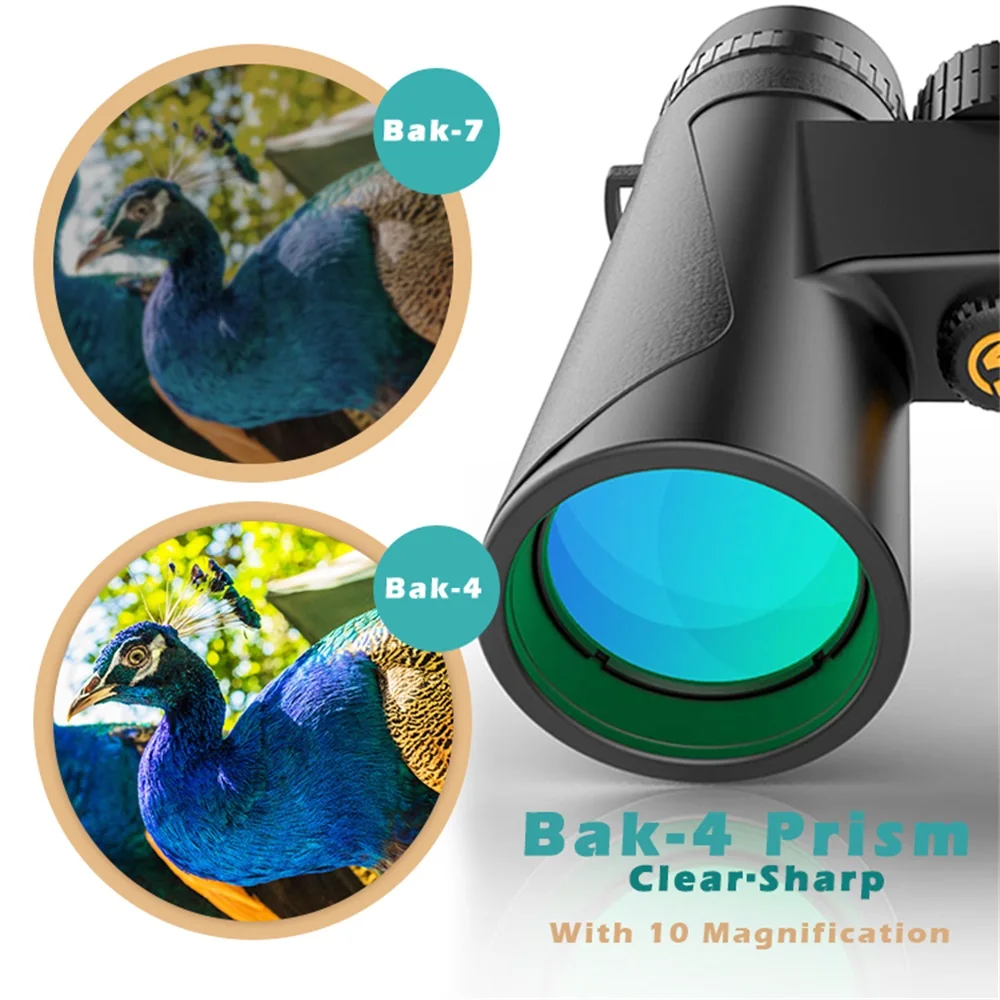 Suncore-telescopio profesional impermeable JN12X42, binoculares de caza con visión grande de 114m/1000m, lente prismática BAK4 para acampar
