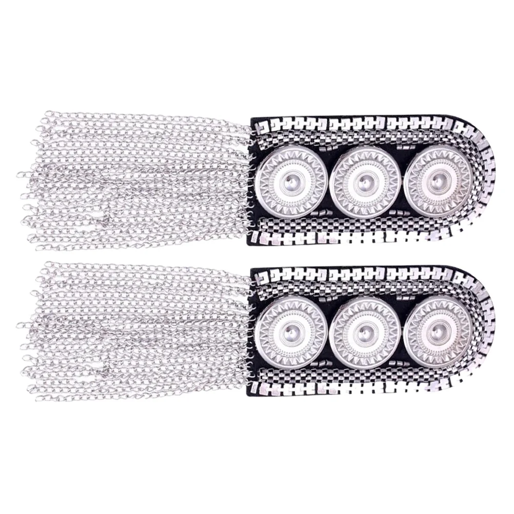 

2Pcs Metal Fringe Fringe Epaulet Shoulder Epaulettes Tassel Chain Epaulet Costume Uniform Accessories Badge Decor