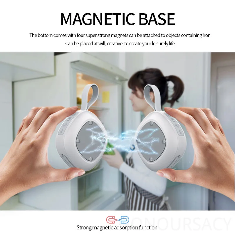 ซับวูฟเฟอร์แบบพกพา ผ้าหุ้ม 360 องศา กันน้ำกลางแจ้งระดับ IPX6 พร้อมแม่เหล็กดูด °   ลำโพงบลูทูธไร้สายสเตอริโอ 5.3 รองรับการ์ด TF