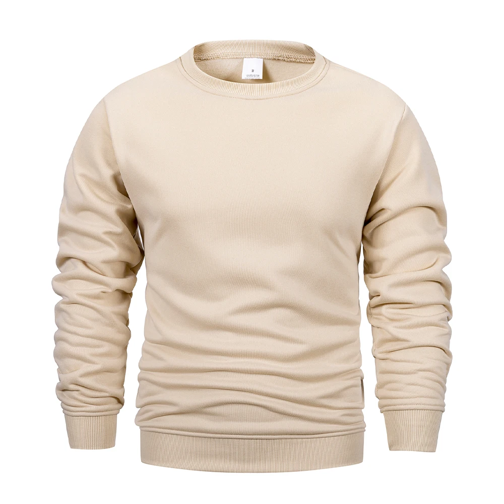 Męskie podstawowe bluzy z kapturem bluzy z wycięciem pod szyją moda męska Casual sportowy sweter z okrągłym dekoltem Streetwear solidna bluza z kapturem — zdjęcie 4