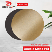3DSWAY Double Sided PEI Spring Steel Sheet Round  Textured  With Magnetic Base 260mm For Flsun Super Racer 3D Prin
