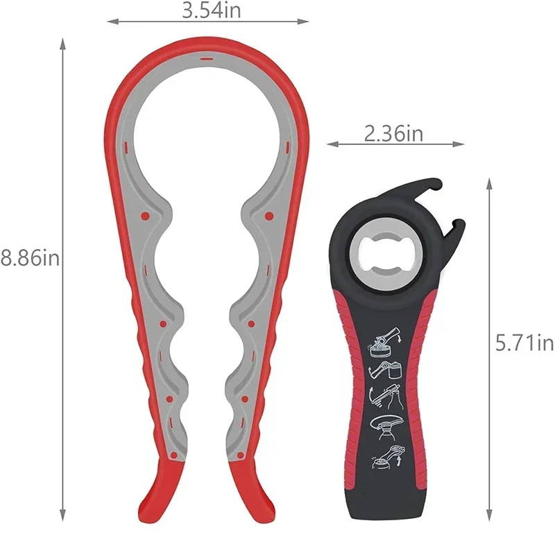 5-in-1 Jar Opener Multifunctional Non-slip Can Opener Bottle Opener Kit with Silicone Handle Kitchen Accessories Kitchen Gadgets