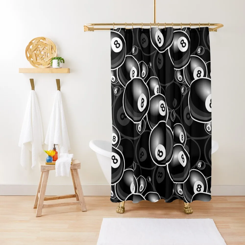 

Billiards Black 8 Ball 8-Ball black and white Shower Curtain For Bathrooms In The Bathroom Bathroom Showers Shower Set Curtain