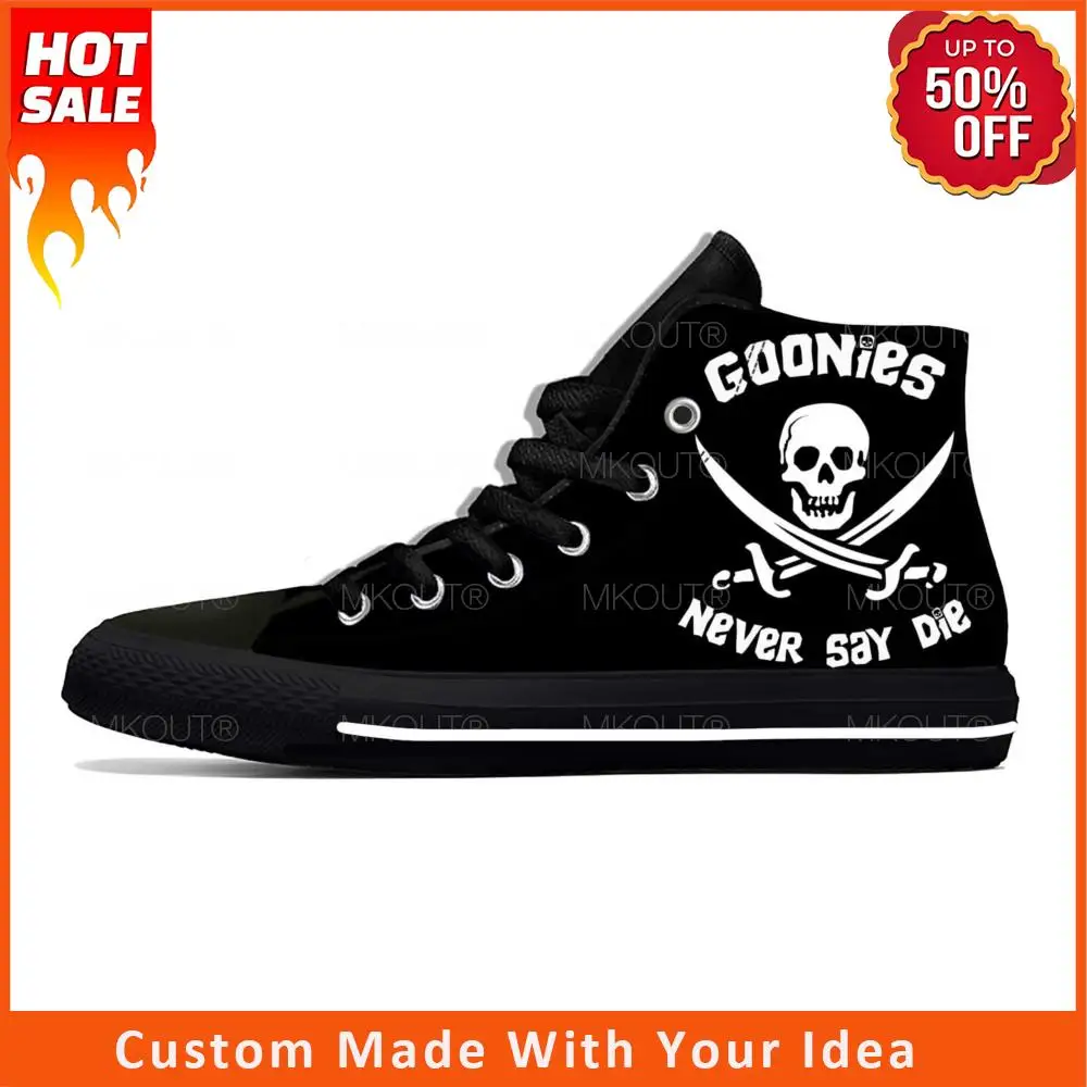 Die Skull Say Pirate Never Gothic Skull Goonies Casual Cloth Shoes High Top Comfortable Breathable 3D Print Men Women Sneakers