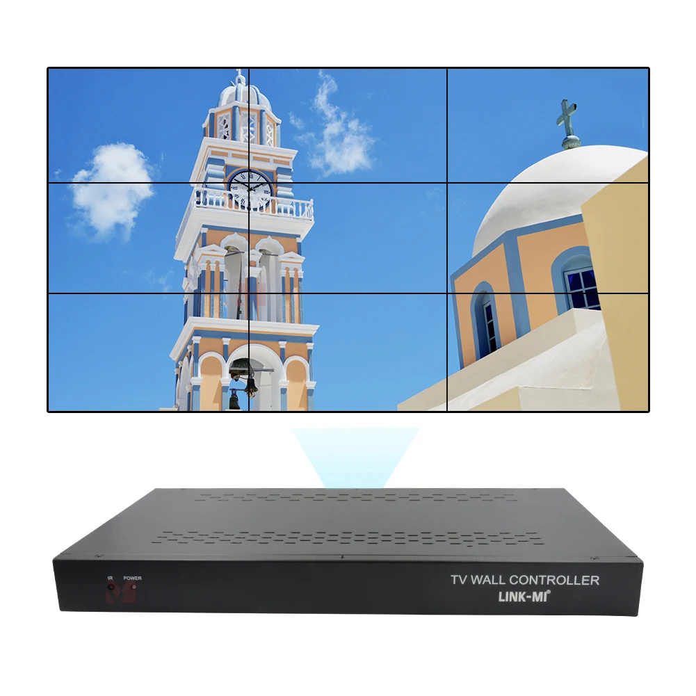 LINK - MI Kontroler ściany wideo 3x3 1080P, procesor-mikser ściany wideo, kontroler z 4 wejściami i 9 wyjściami z IR HDMI