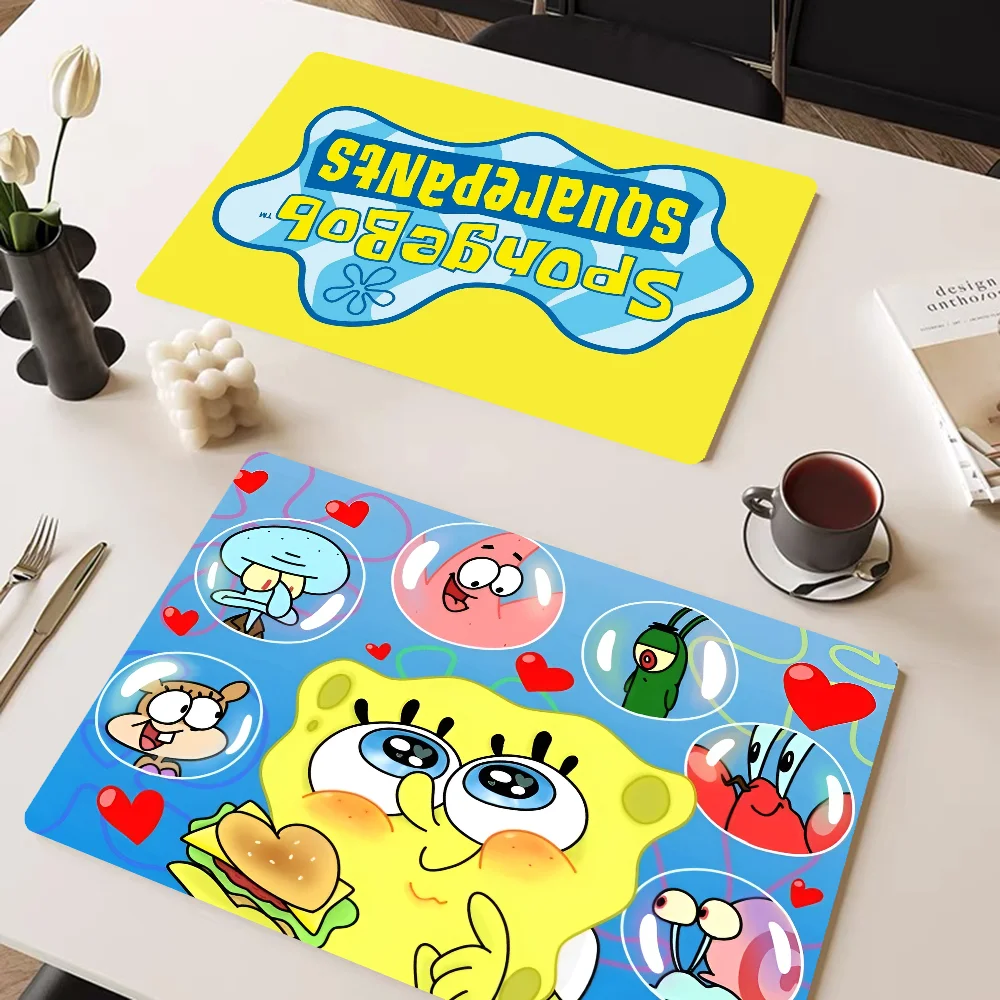 Cartoon S-Sponge-B-BobS Kitchen Drainage Mat Retro Style Dish Drying Pads Absorbent Placemats Drainer Tableware Mats Accessories