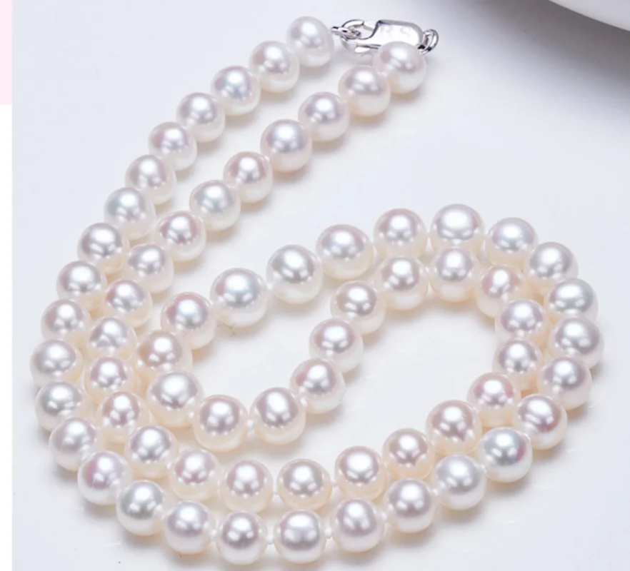 gorgeous 10-11mm south sea round white pearl necklace 18inch 925s