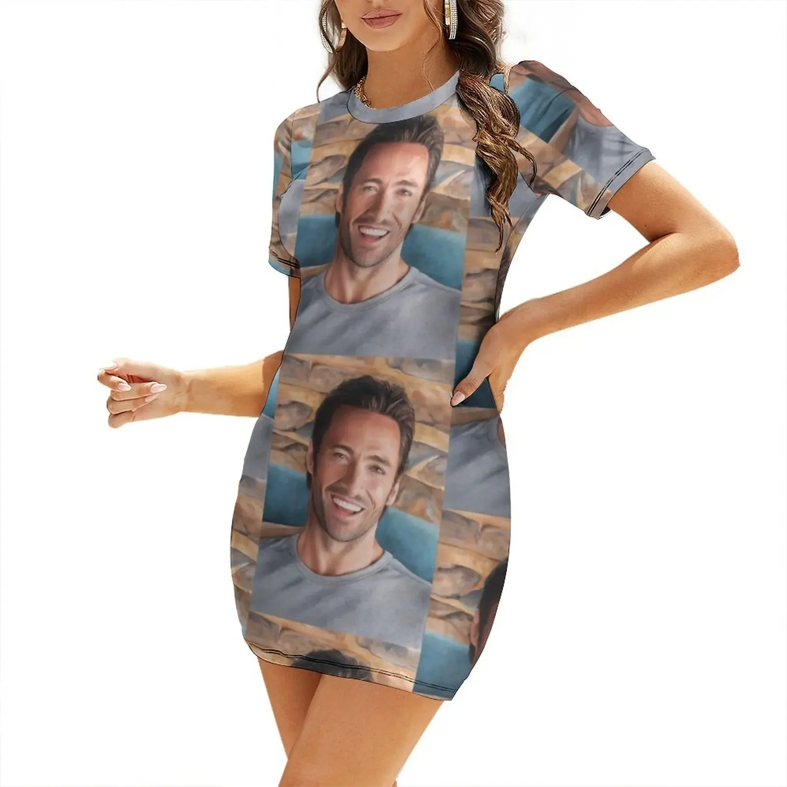 

Hugh Jackman Art Short-Sleeved Dress Women long dress elegant dresses plus sizes dresses for womens Dress