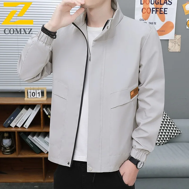 

COMXZ 2025 Spring Stand Collar Jacket Men Slim Fit Casual Coat Autumn Winter Youth Trendy Lightweight outdoor sports Outerwear