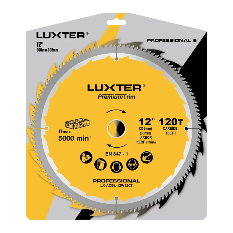 

LUXTR 12-дюймовый пильный диск 120T для обработки древесины, торцовочная пила, настольная пила для резки древесины и алюминия
