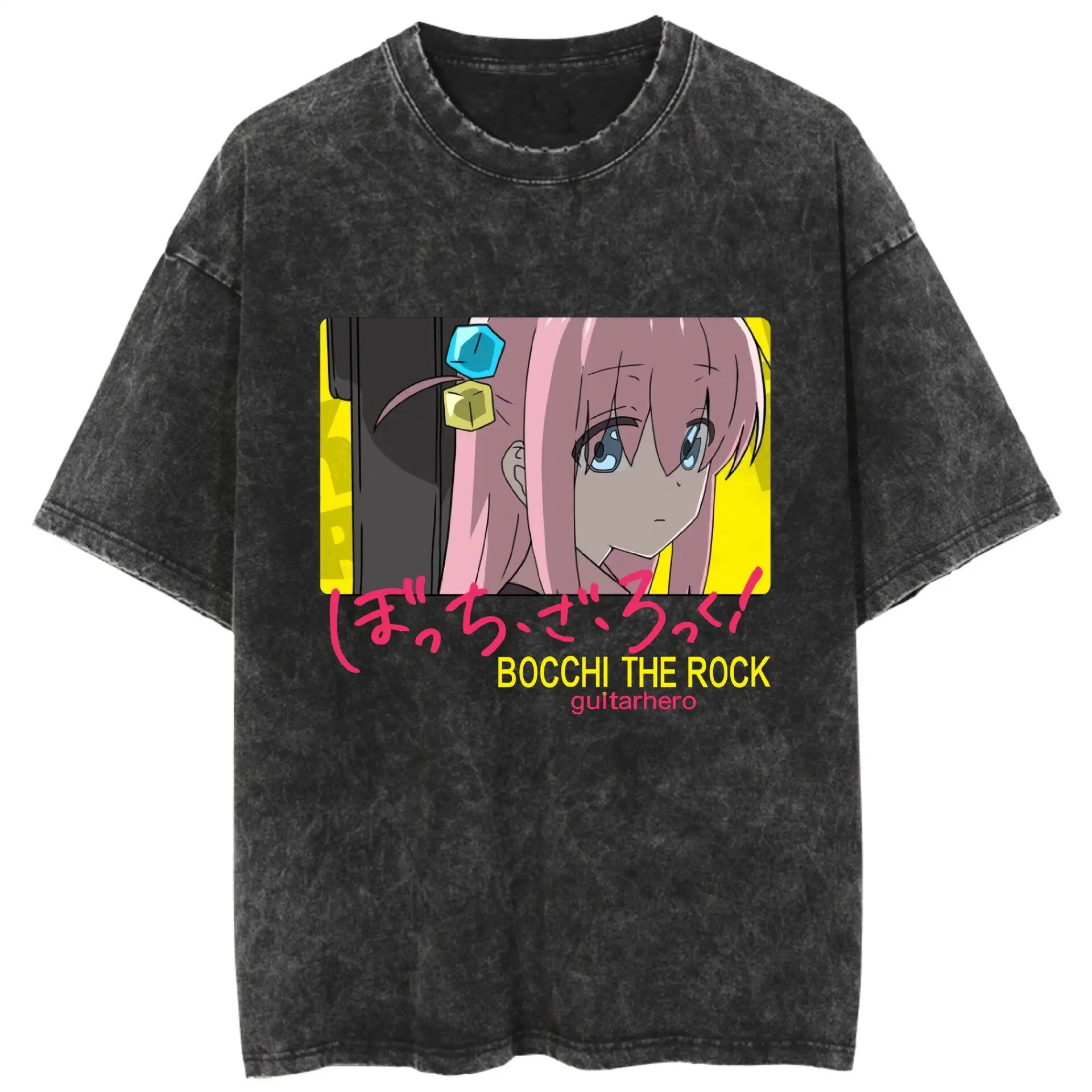 

Bandai Distressed Washed T-Shirt Popular Anime Series Print Loose Fit Casual Tops Soft Cotton Short Sleeve Tee for All Ages