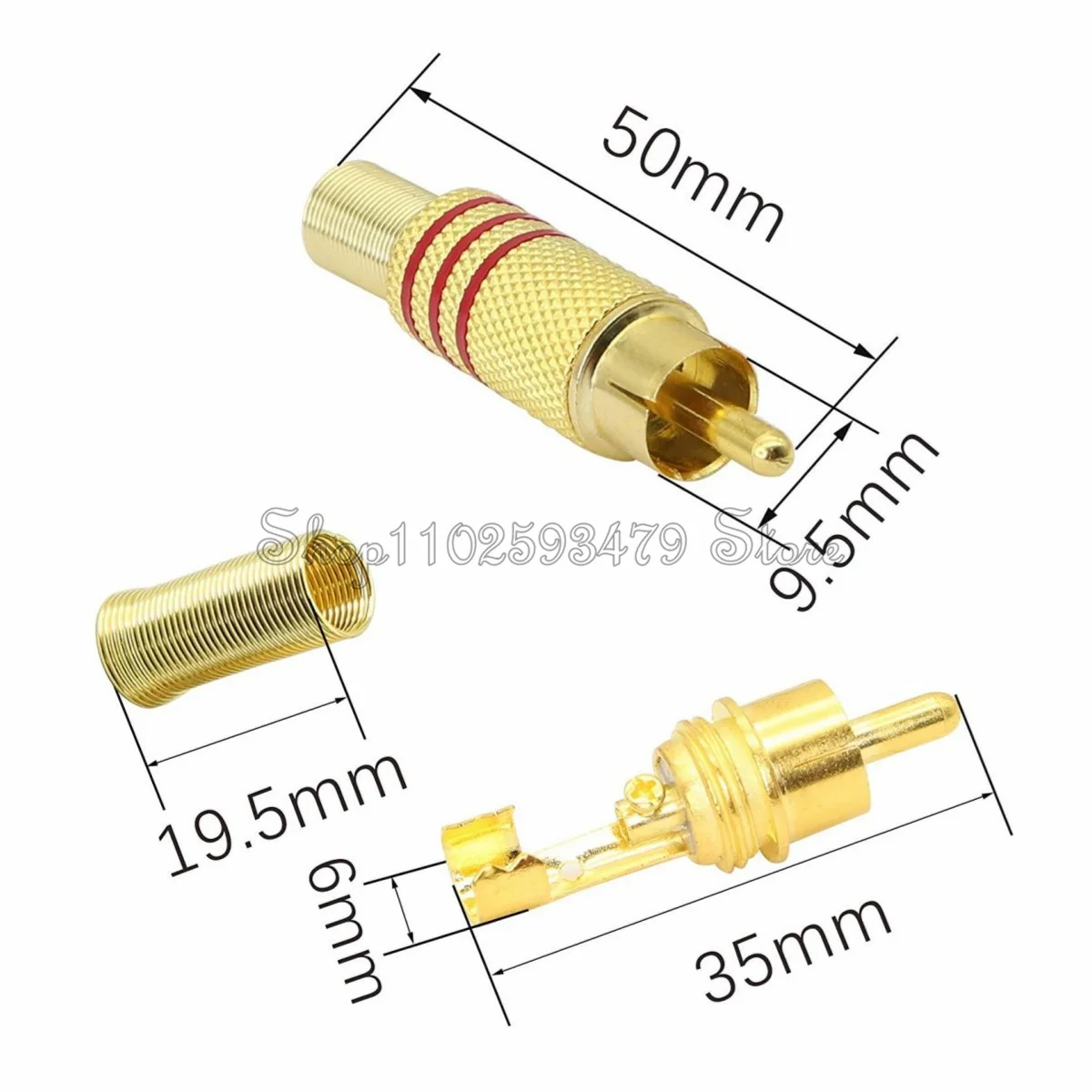 Conector RCA de resorte de Metal para PC, clavija macho, clavija AV para Audio, soldadura de vídeo, piezas de bricolaje, oro, rojo, negro, 100