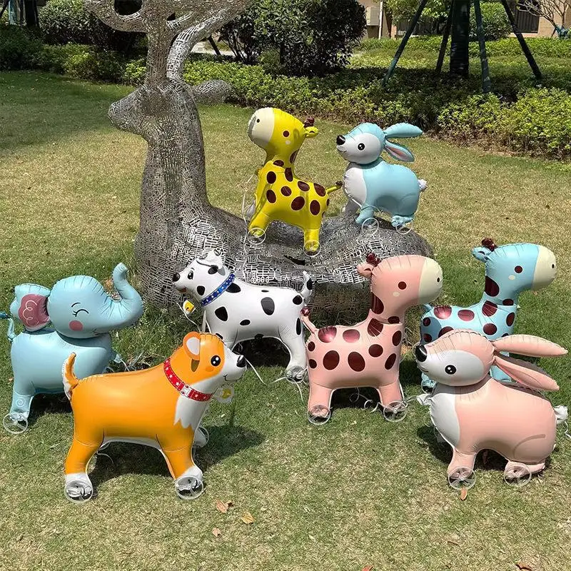 Hot 4D Cartoon Foil Balloons Elephant Stand Walking Balloon With Wheel For Kids Birthday Party Decoration Baby Shower view 4