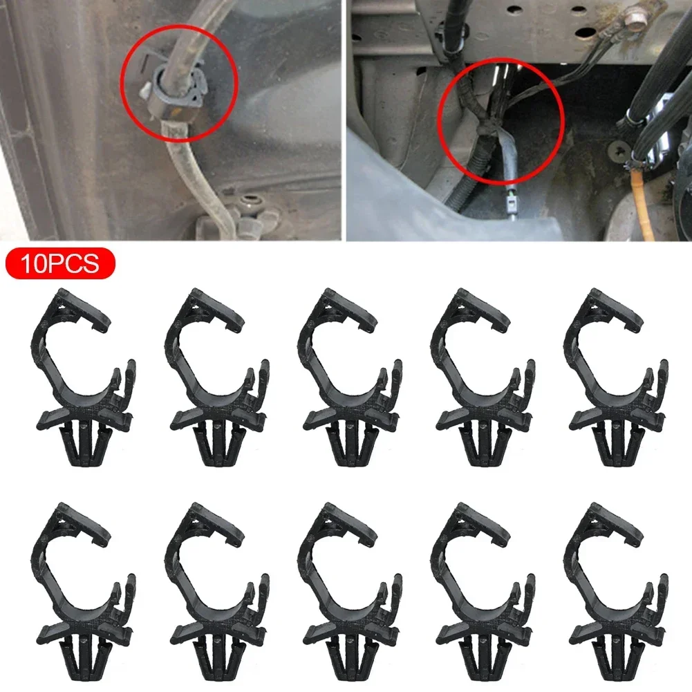 10Pcs Car Wiring Harness Clip Fastener Route Fixed Retainer Corrugated Pipe Tie Wrap Cable Clamp Oil Pipe Beam Line Hose Bracket