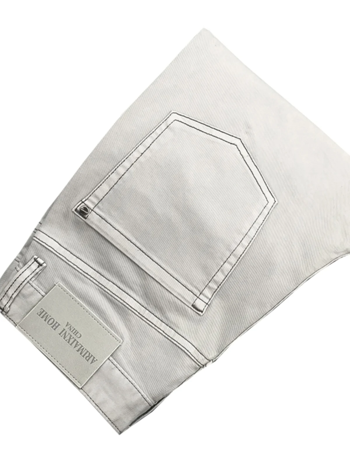 

High-End Slim Fit Nine-Tenths Denim Jeans Men's Casual Pure Color Simple Sle Elastic Cotton-Polyester Blend Long Pants