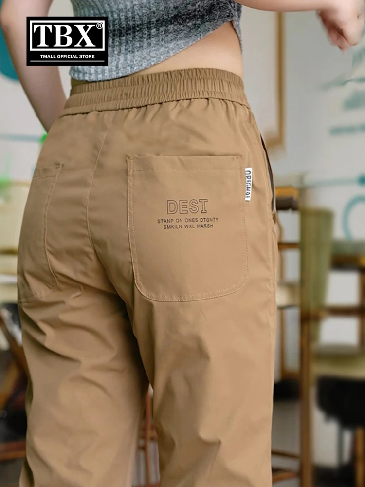 

High-End Men's Casual Workwear Pants Summer Thin Qui Dry Sports Trousers Nine-Piece Trendy Loose Elastic Waist Cargo Pants