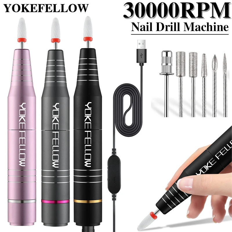 Electric Nail Drill Machine For Manicure Pedicure With Ceramic Nail Drill Bit Set 30000/35000RPM Nail Polish Pen Salon Tool