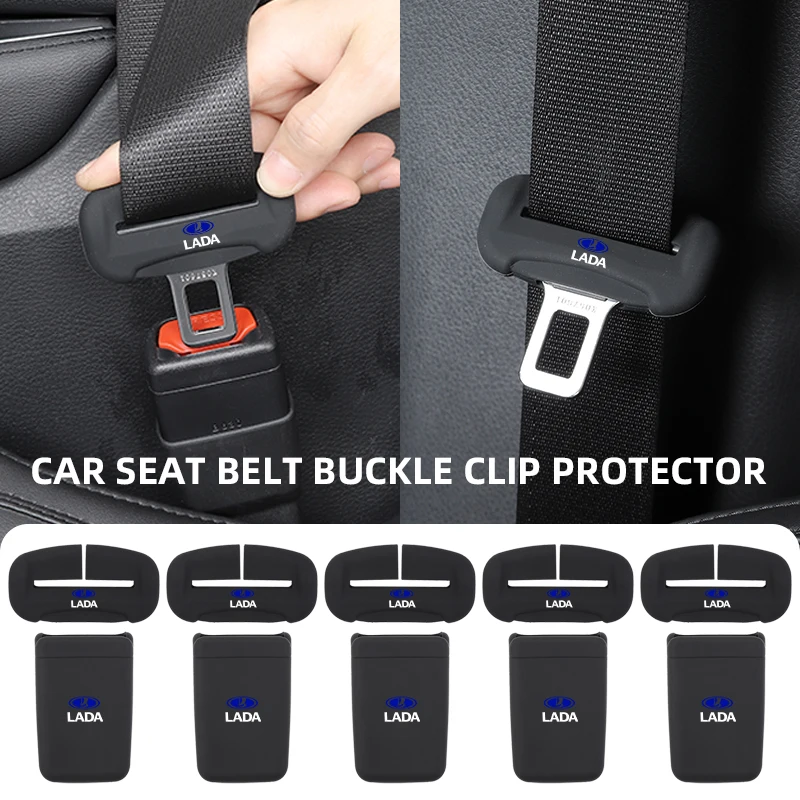 Car Seat Belt Buckle Cover Silicone Belt Protector Case Clip Accessories For Lada Priora Sedan Sport Kalina Granta Vesta Niva La