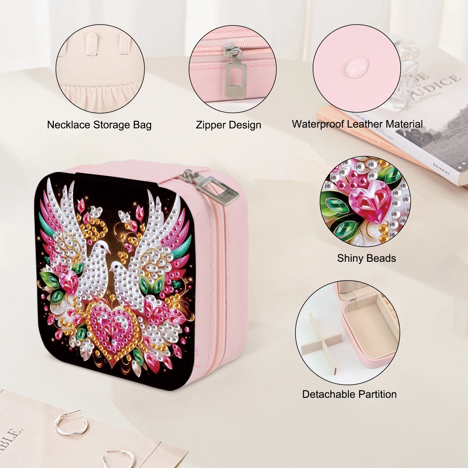 Diamond Art Painting Jewelry Organizer Box kit,DIY Pigeon Jewelry Box for Adults, Portable Jewelry Case Jewelry storage Gifts - view 5