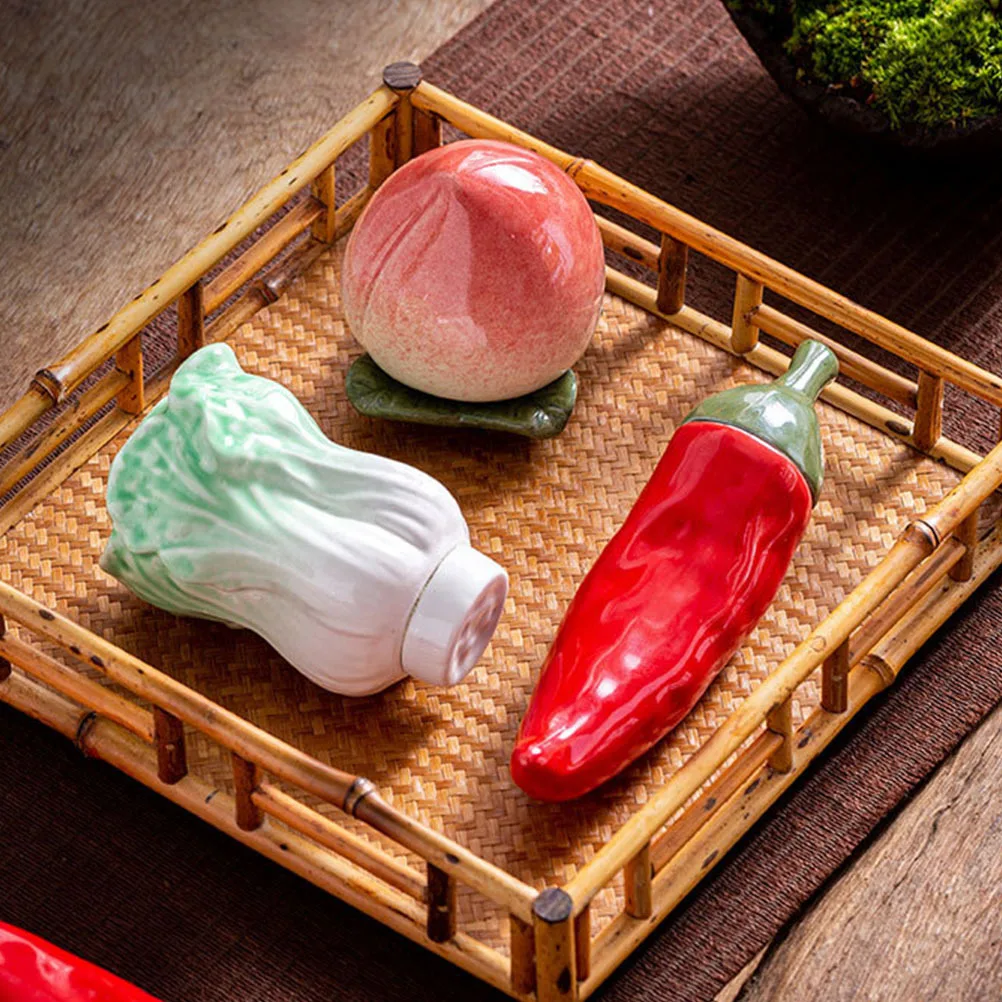 

1Pcs Red Ceramic Sealed Tea Holder Sturdy Reinforced Material Moisture Resistant Tight Seal Creative Chili Shape Decorative