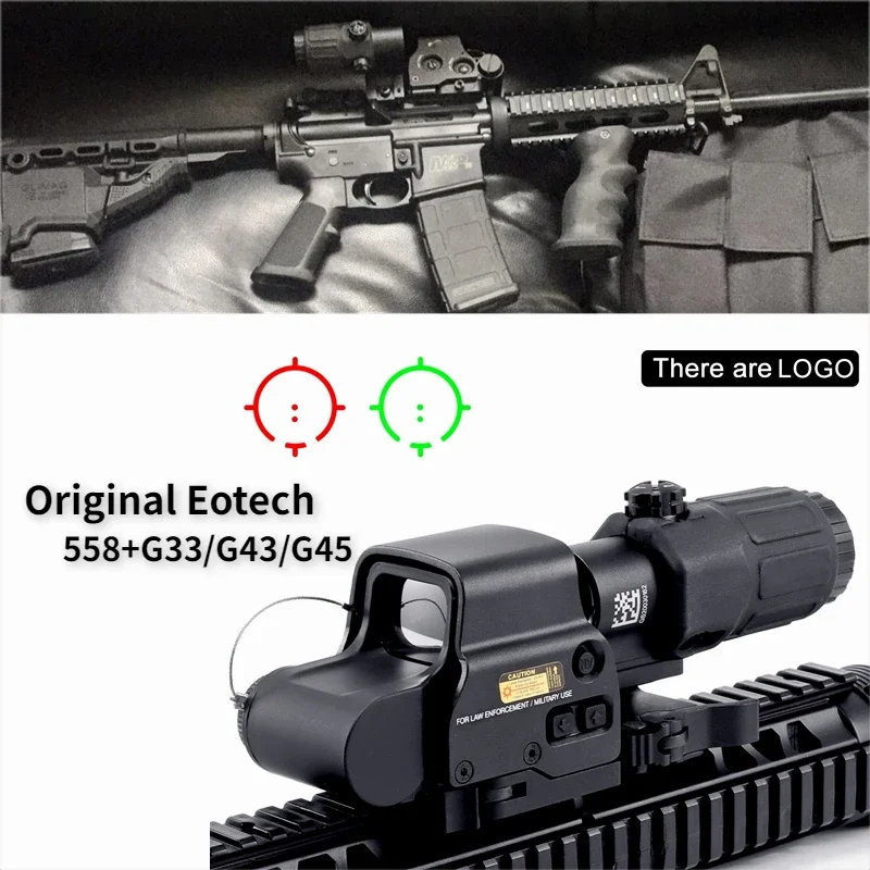

Eo-tech 558 Holographic Collimator Red Dot Sight G43/G33 3X G45 5X Magnifier Airsfot Hunting Gear W/20mm Rail Mounts & QD Lever